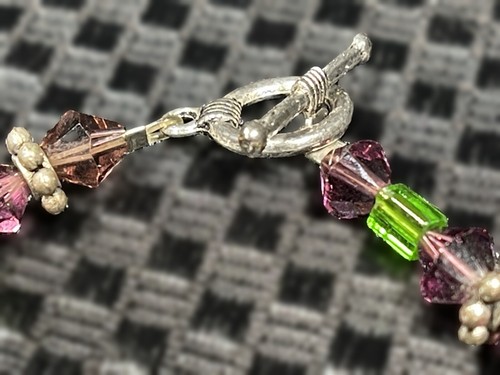 BRACELET 8" Silver Pendants & Colorful Gemstones Goshenite/Nephrite IN7178 - Picture 4 of 6