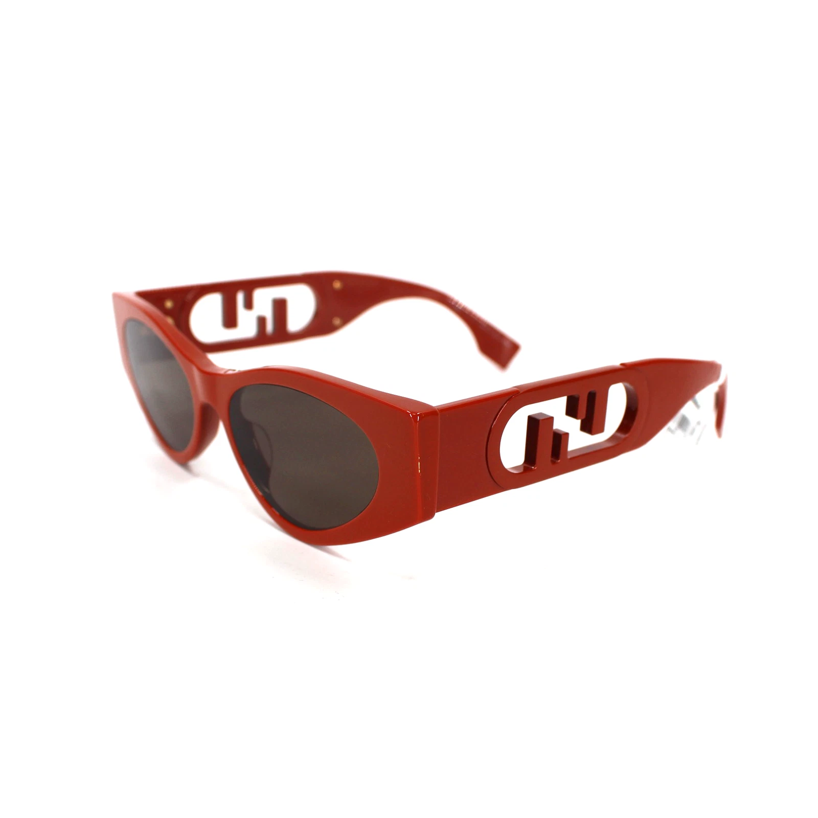Fendi — Fendi 54mm O'Lock Cat Eye Sunglasses NEW Brick Red Brown FF Logo with Case