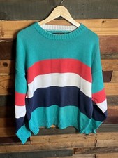 Vintage Retro 90s Eddie Bauer Multicolor Striped Sweater Crewneck Size Large