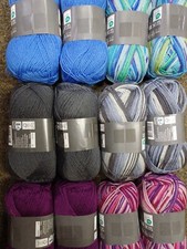 Sockenwolle 200g Gründl Uni oder Meliert 4x 50g Blauton/Grauton/ oder Lilaton