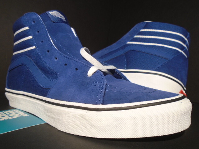 off white vans with blue stripe