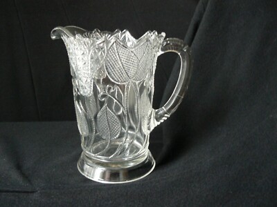 Beaded Tulip (Andes) Water Pitcher Clear non-flint McKee Glass Company circa 189