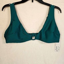 Shade Shore Ribbed U-Wire Bralette Bikini Top X-Large Adjustable Straps Green