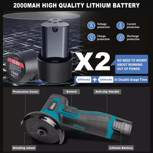 2 Batterien 12V Akku Winkelschleifer Trennschleifer Schleifmaschine Flex DE - Bild 8 von 16