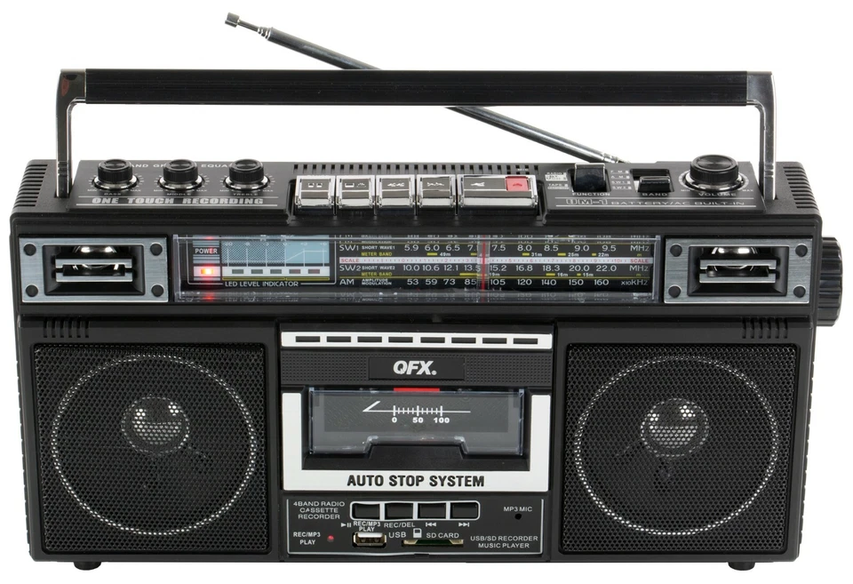 Radio AM/FM retro QFX J-230BT (220BT) + recargable + convertidor de MP3 de casete Foto 3 de 4