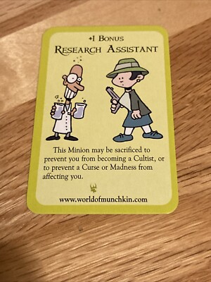 +1 Bonus Research Assistant Munchkin Cthulhu Promo Card SJ Games *CCGHouse*