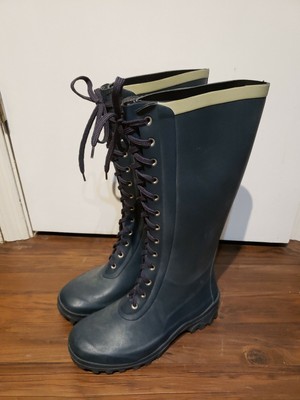 tall lace up rain boots