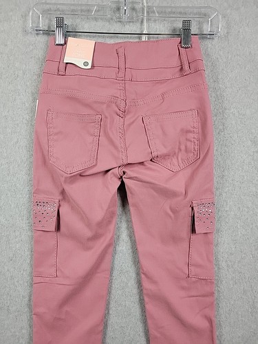 Pastel Cargo Bling Hyper Stretch Mauve Pink Tapered Leg Pants Girls 10 NWT - Picture 7 of 13