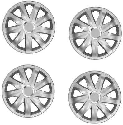 15'' Auto Radkappen Radzierblenden 4 Stück 15 Zoll Silber Lackiert ABS UK Kunststoff