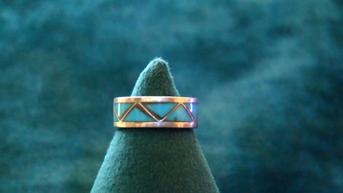 J Vintage Sterling Zuni Turquoise Ring Size 6.5