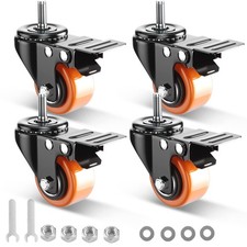 2 Inch Caster Wheels, Threaded Stem Casters Set of 2 Inch, 1/2"-13x1" Orange 