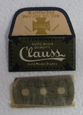 Vintage Razor Blade  CLAUSS Old 3-Hole Style - RARE- One  Wrapped Blade