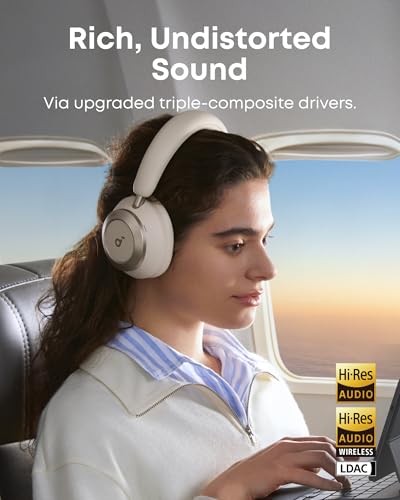 SOUNDCORE SPACE ONE PRO FLEXICURVE OVER-EAR HEADPHONE CREAM WHITE - Picture 4 of 5