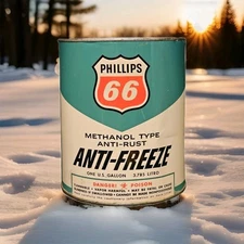 Vintage PHILLIPS 66 Gas Station Anti-Freeze One Gallon Can Empty