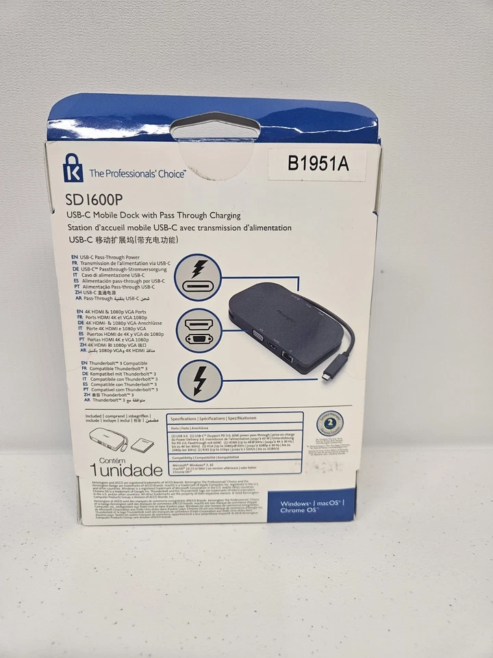 Estación Dock Kensington USB-C 5Gbps 4K HDMI, VGA para Ventana, Chrome o MacBook  Foto 3 de 3