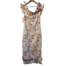 V. Chapman BHLDN The Lilac Off-Shoulder Dress in Savannah Rose Sunset Sz 10 NWT