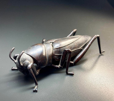 Jizai Okimono Grasshopper Bronze Copper Ornament Japan Antique