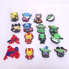 Marvel Star Wars Yoda Spiderman Croc Charms Jibbitz 16pc Bumdle Shoe Charms