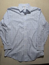 Brooks Brothers Regent Dress Shirt 16 / 33 Blue Checkered Easy Care No Iron