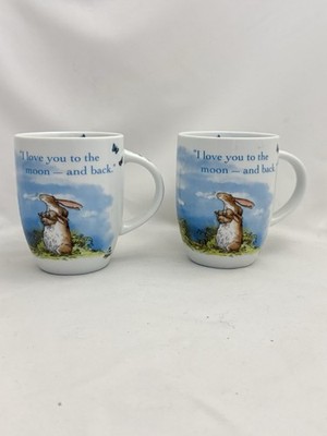 Two Konitz Guess How Much I Love You Coffee Tea Mugs Bunny Rabbit Butterflies