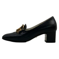 Gucci Pumps GG Marmont Leather Black Gold Women's Size EU35.5/US5.5