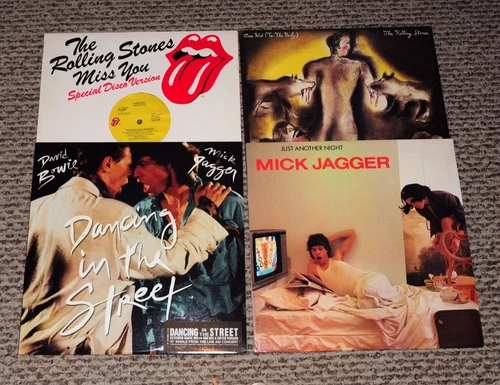 Rolling Stones Mick Jagger David Bowie 12" Single Lot Near Mint Vinyl