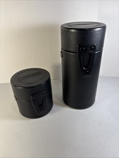 Vintage Black Hard Camera Lens Case Lot 2 Fits Lenses Up To 7.5"  3.5" 2.75ID