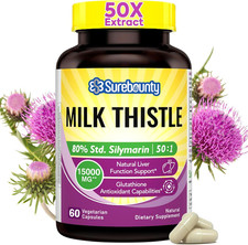 Organic Milk Thistle, 15000 Mg Equivalent, 50X Concentrated Seed Extract, 80 Si