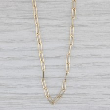 Long Paperclip Cable Chain Necklace 14k Yellow Gold 29.5" 2.6mm