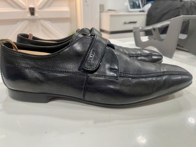 Prada Black Milano Glace Calf Luxury Dress Shoes Men's Size 11 