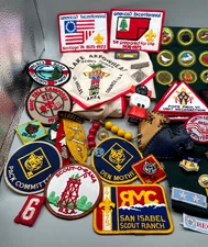 Huge Lot 40+ Boy Scouts Patches/pins/Neckerchief holders/hanky/sash