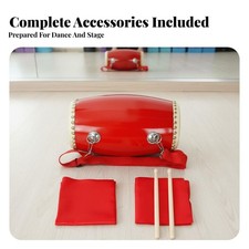 Chinese Waist Drum Traditional Design Chinese Waist Drum Set Festive Red Color