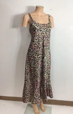 Satin Floral Maxi Dress Resort Wear Womens Large