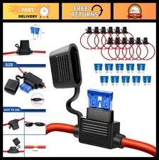 10 Pack 14 AWG Inline Fuse Holders - 12V DC ATC ATO Blade Fuse Holders for 15A