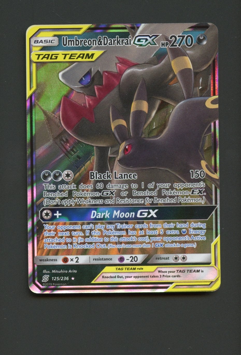Umbreon & Darkrai GX 125/236 Unified Minds NM Rare Pokemon Card