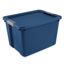 Sterilite 20 Gallon Large Storage Bin,Plastic Storage Container Latch Lid,Blue.