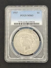 1927 P Peace Dollar Silver PCGS MS63
