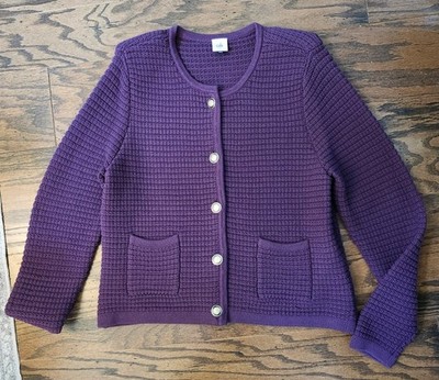 cabi Sweater Jacket 4856 Size LARGE - FALL 2025 Purple Gold Buttons NEW