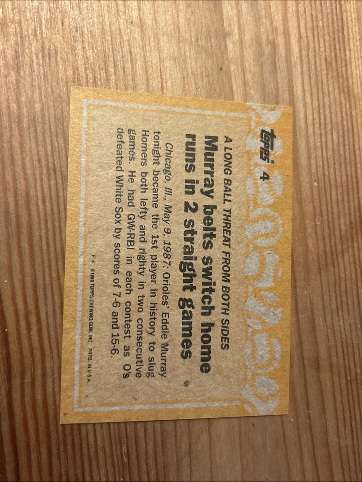 Eddie Murray 87 Record Breakers ERROR R AND E FILLED IN WITH INK - Image 4 of 4