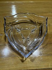 Vintage Pressed Crystal Glass Serving Dish 9 Starburst Triangle