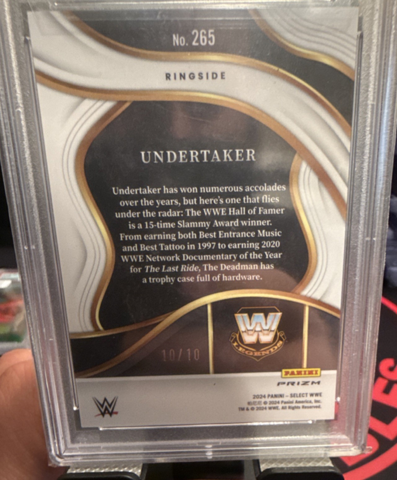 Panini 2024 Select WWE Undertaker #265 Ringside Gold Ice Prizm /10 PSA 10 view 2