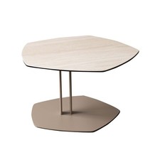 Coffee Table Travertine Ceramic Glass Top Cappuccino Metal Frame Living Room