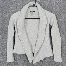 APT 9 Sweater Girls M Gray 100% Cashmere Open Front Shawl Cozy Knit Cardigan