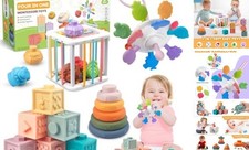4-in-1 Baby Toys Montessori Soft Stacking Blocks for Babies, Infants 4 in 1
