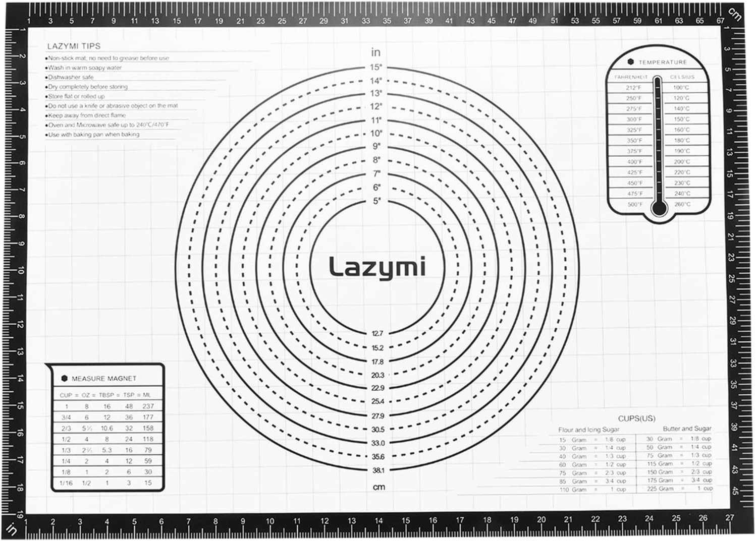 Extra Large Silicone Baking Mat: 71 x 51cm Pastry Rolling Mat with Measurement