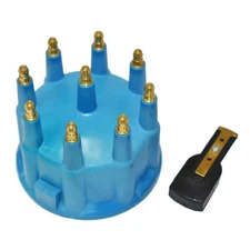 Pro Billet Ready to Run Distributor Cap and Rotor Kit Blue 8-Cylinder Male