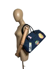 Vtg John Galliano Logo Decal Denim Bowler Bag