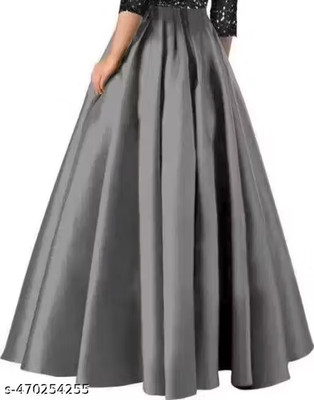 Damen Party Skater Rock Designer Ausgestellte Maxi Silk Blend Rot Unbranded