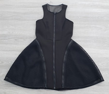 Nasty Gal Black Scuba Skater Dress S w Detachable Mesh Panels Zip Detail Edgy