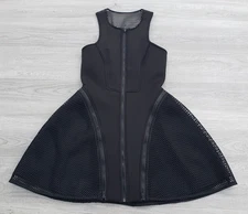 Nasty Gal Black Scuba Skater Dress S w Detachable Mesh Panels Zip Detail Edgy